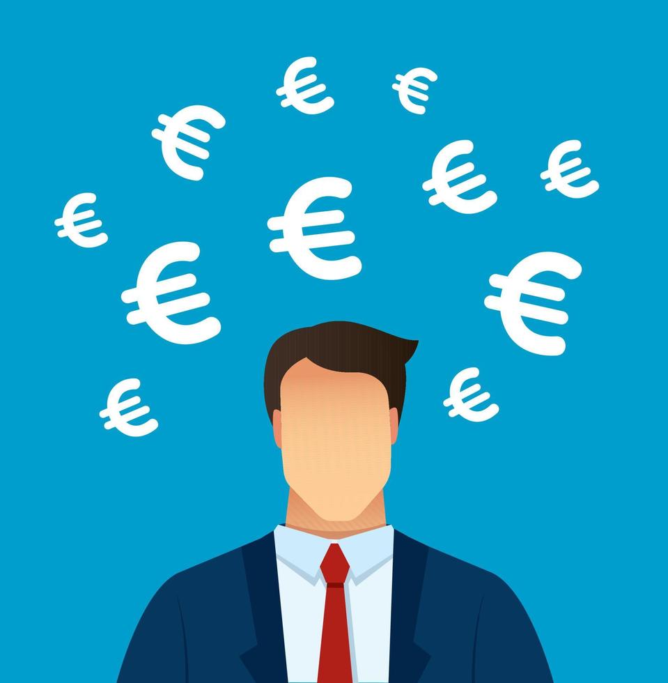 man denken met euro pictogram vectorillustratie vector