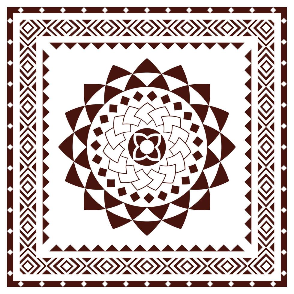 tribal sjaal patroon. Polynesische Maori-stijl ontwerp voor vrouw hijab, boho tapijt, bandana, dassen, batik, tapijt, sjaal, kussensloop. vierkante patroon ontwerpstijl vector