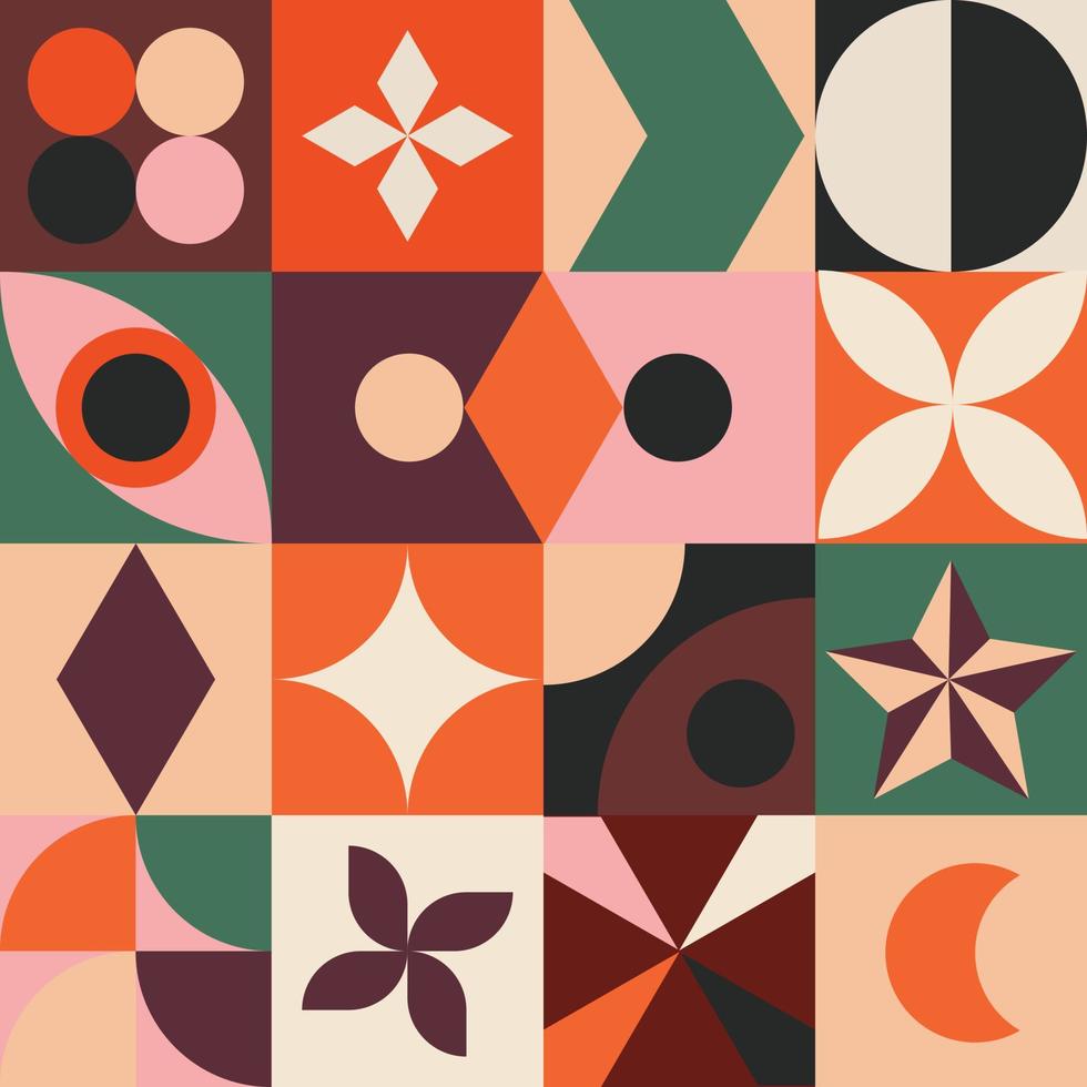 abstracte geometrische westerse themakleuren met eenvoudige vormen en retro kleurenpalet. wilde westen mode-stijl. gekleurde vector naadloze patroon. grafisch ontwerp voor decoratie, behang, stof en etc.