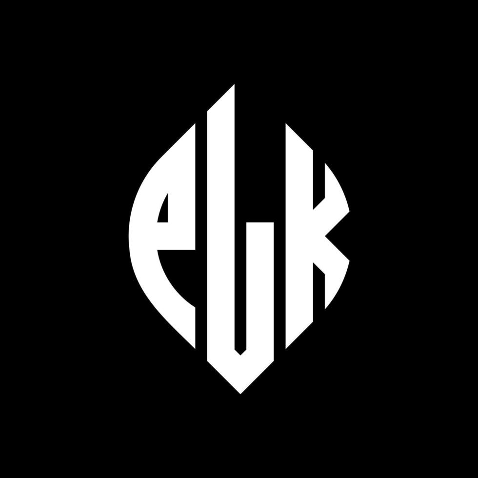 plk cirkel letter logo ontwerp met cirkel en ellipsvorm. plk ellipsletters met typografische stijl. de drie initialen vormen een cirkellogo. plk cirkel embleem abstracte monogram brief mark vector. vector