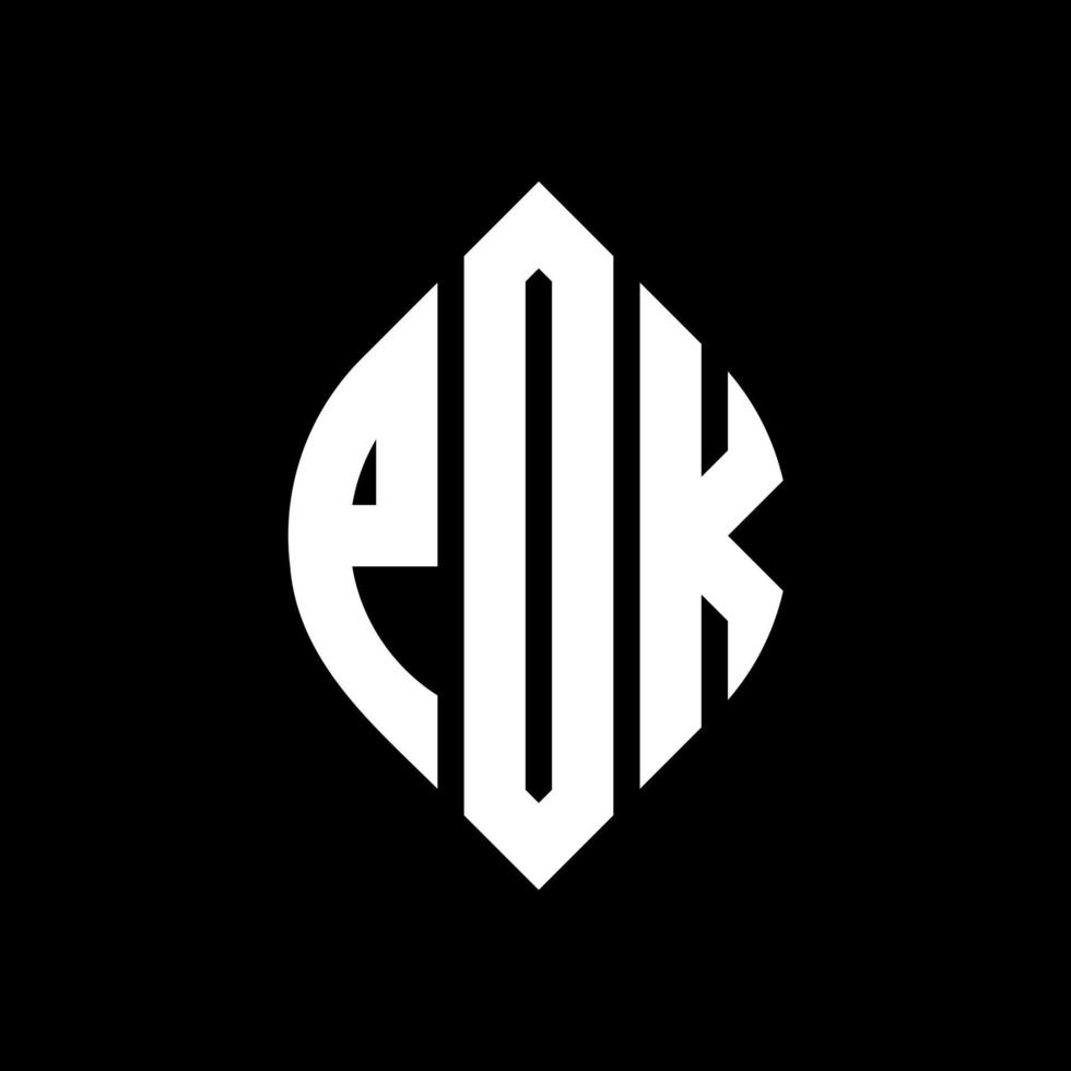 pok cirkel letter logo ontwerp met cirkel en ellipsvorm. pok ellipsletters met typografische stijl. de drie initialen vormen een cirkellogo. pok cirkel embleem abstracte monogram brief mark vector. vector