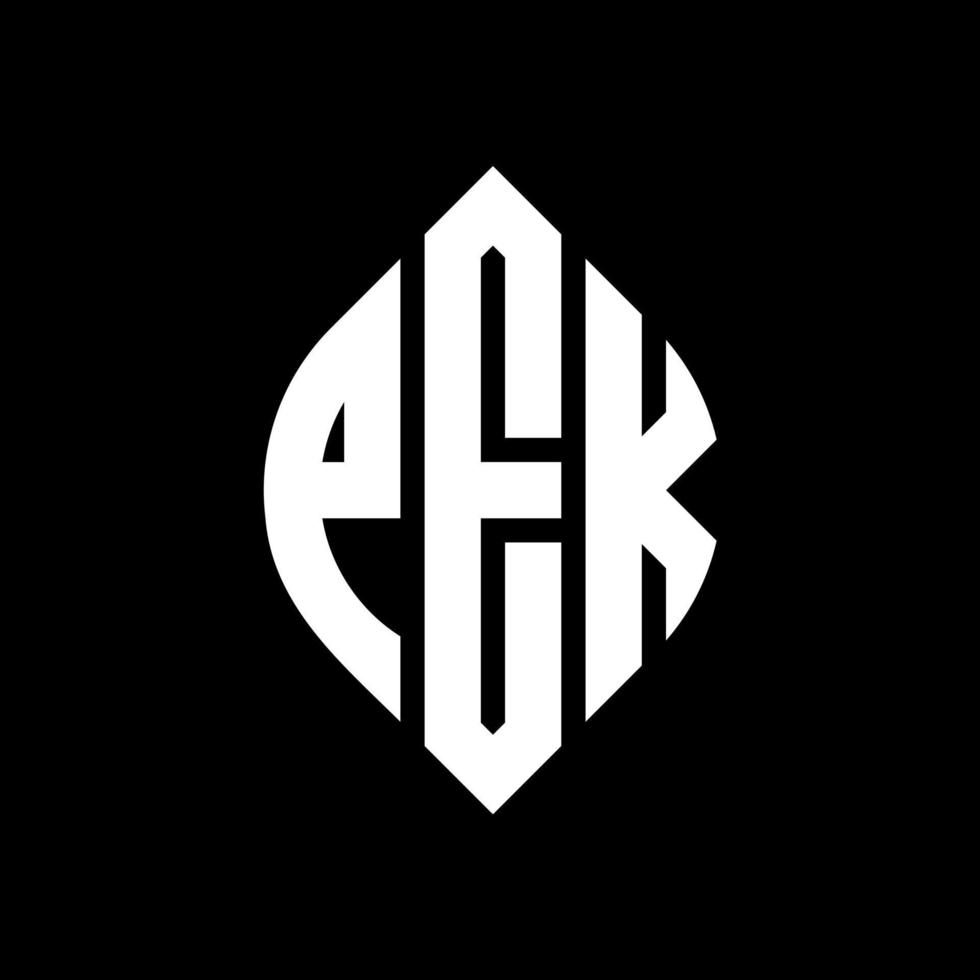 pek cirkel letter logo ontwerp met cirkel en ellipsvorm. pek-ellipsletters met typografische stijl. de drie initialen vormen een cirkellogo. pek cirkel embleem abstracte monogram brief mark vector. vector