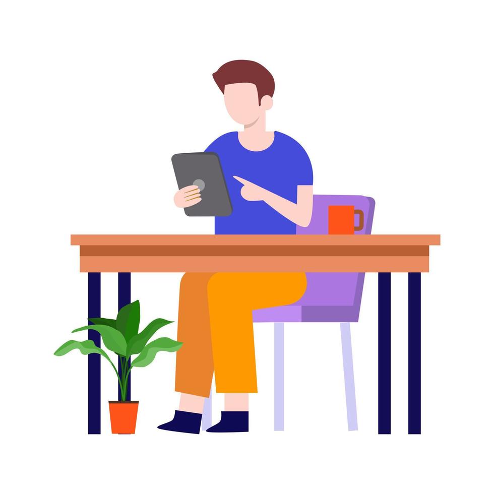 man zittend op een stoel en talking.working at home.vector ontwerp. vector