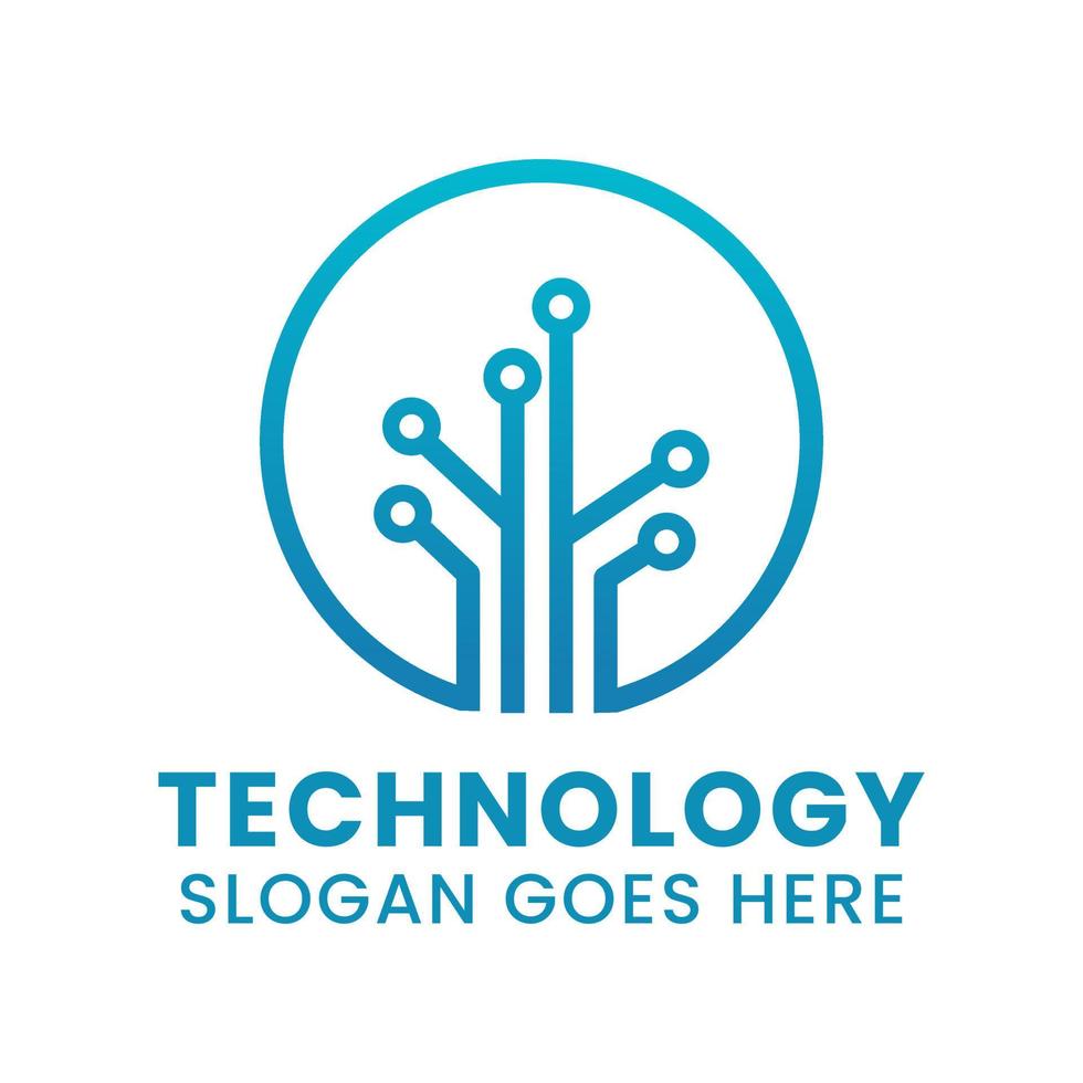 technologie boom logo sjabloon op geïsoleerde achtergrond vector