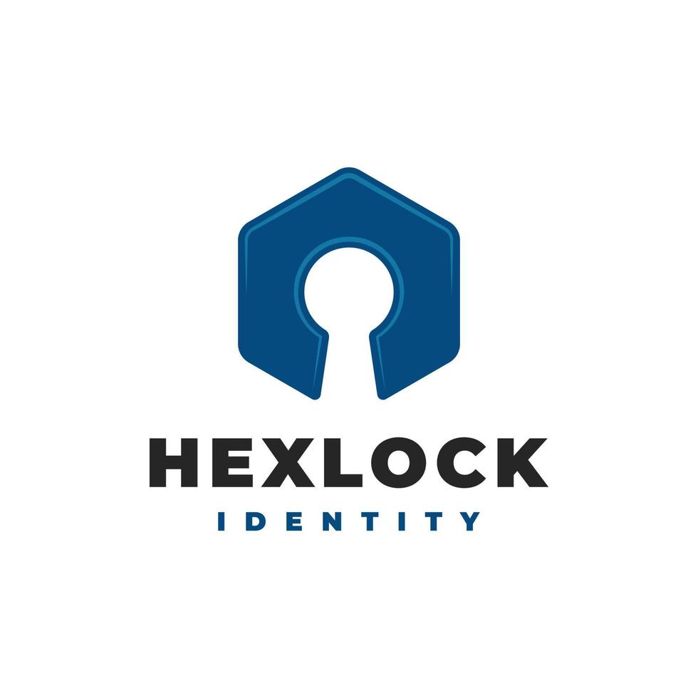veilig sleutelgat met hexa logo symbool pictogram vector design, abstract logo voor bedrijf, bewaker, veilig agentschap logo idee, onroerend goed verzekering, bescherming, veiligheidsconcept