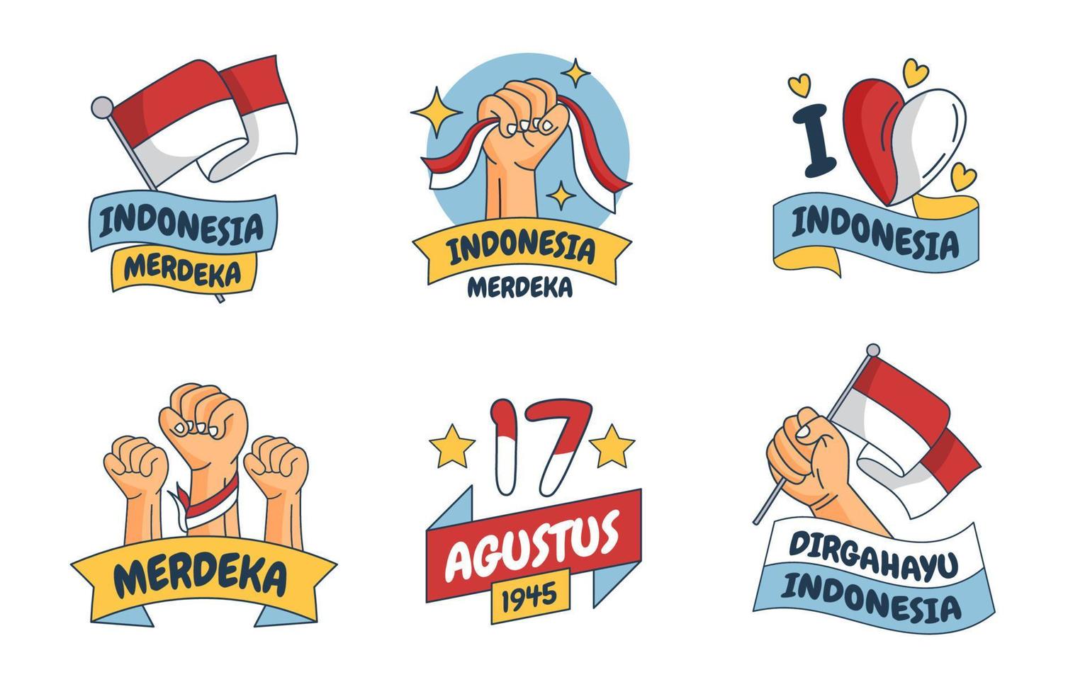 onafhankelijkheidssticker van indonesië vector