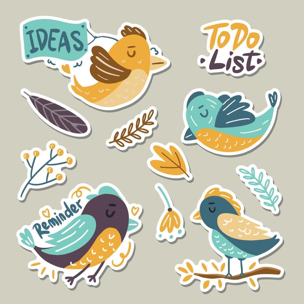 vogel sticker dagboek vector