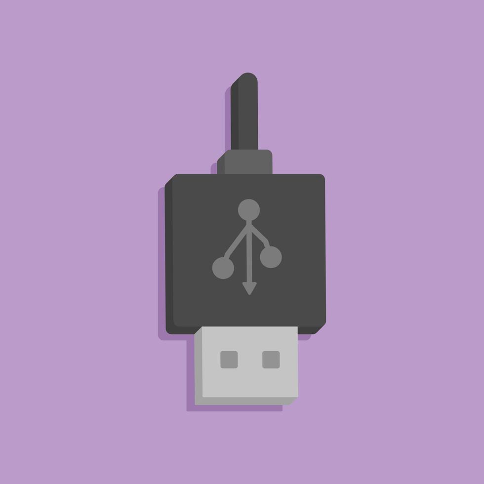 3D-USB-aansluiting in minimale cartoonstijl vector