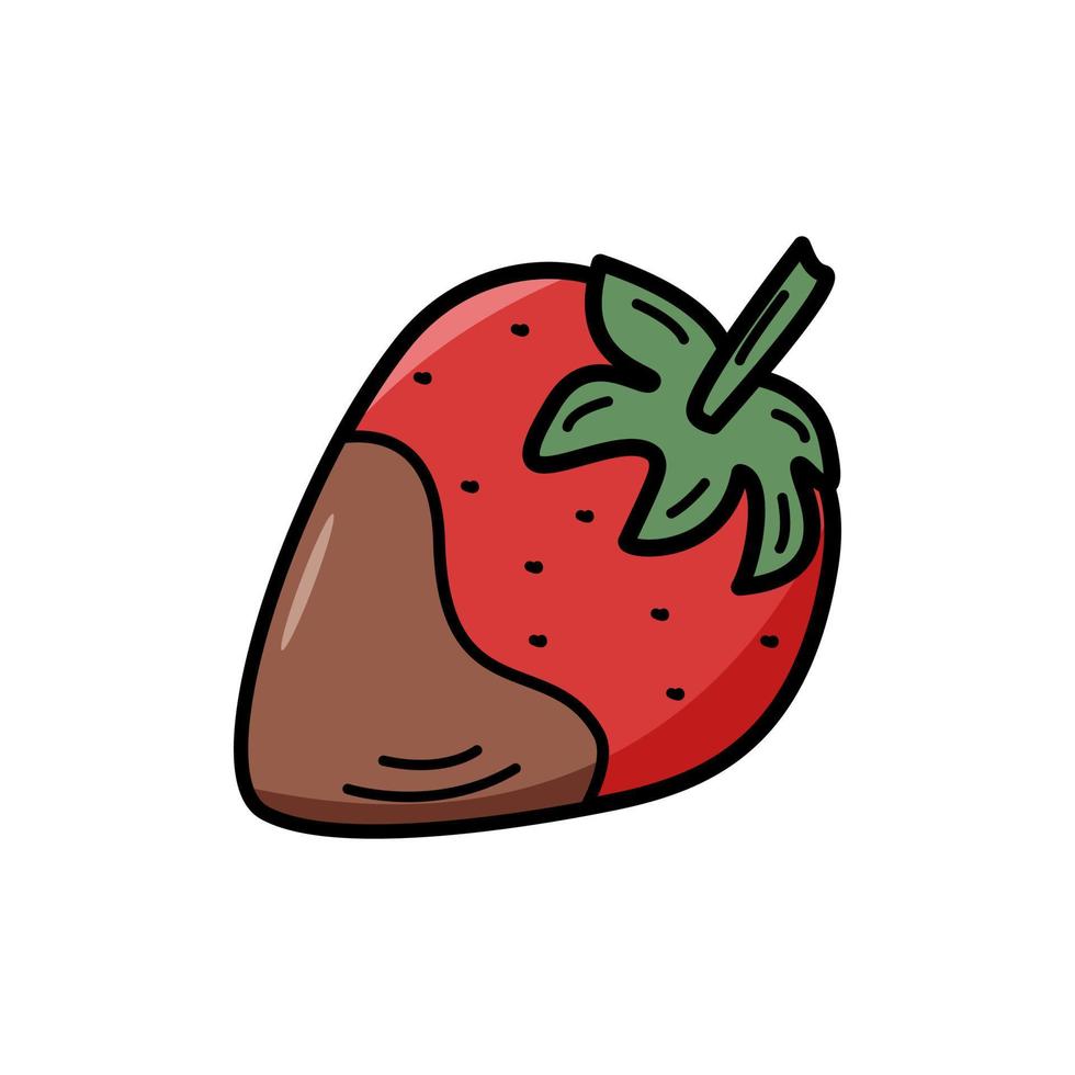 aardbei doodle pictogram vectorillustratie, berry sticker op wit. vector