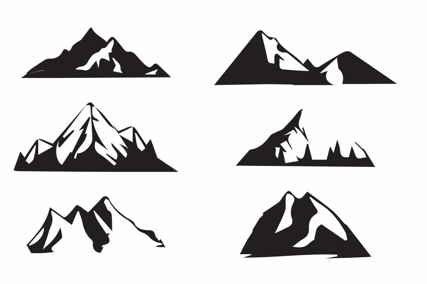 1 berg 2 silhouet 3 avontuur 4 reizen 5 zwart geïsoleerd abstract heuvel berg vector berg zwart natuur