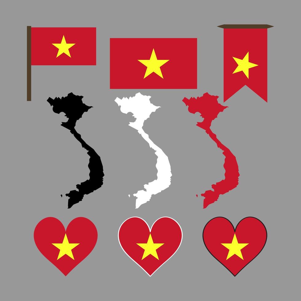 Vietnam. kaart en vlag van vietnam. vectorillustratie. vector