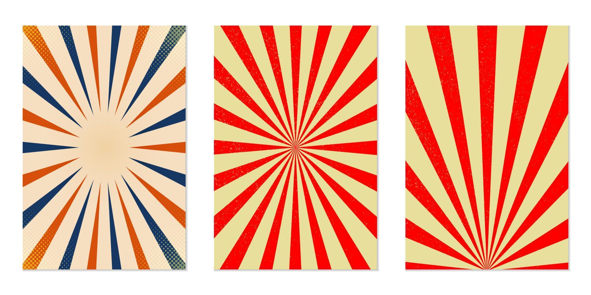 set van retro stralen vintage sunburst abstracte achtergrond vector