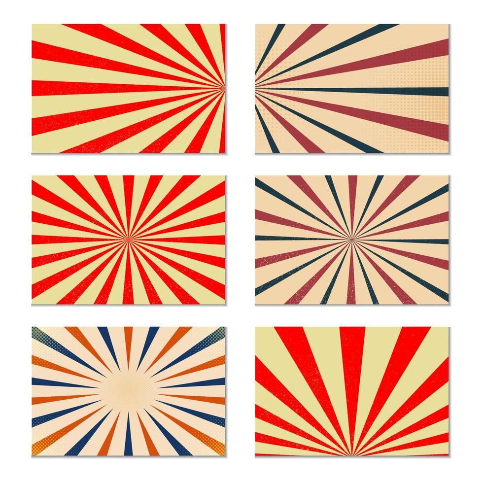 set van retro stralen vintage sunburst abstracte achtergrond vector