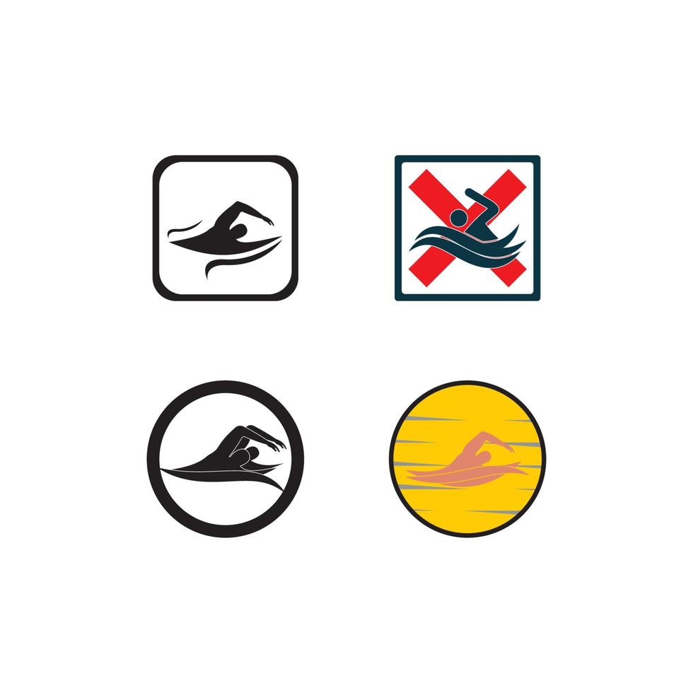 zwemmen logo vector illustratie ontwerpsjabloon.