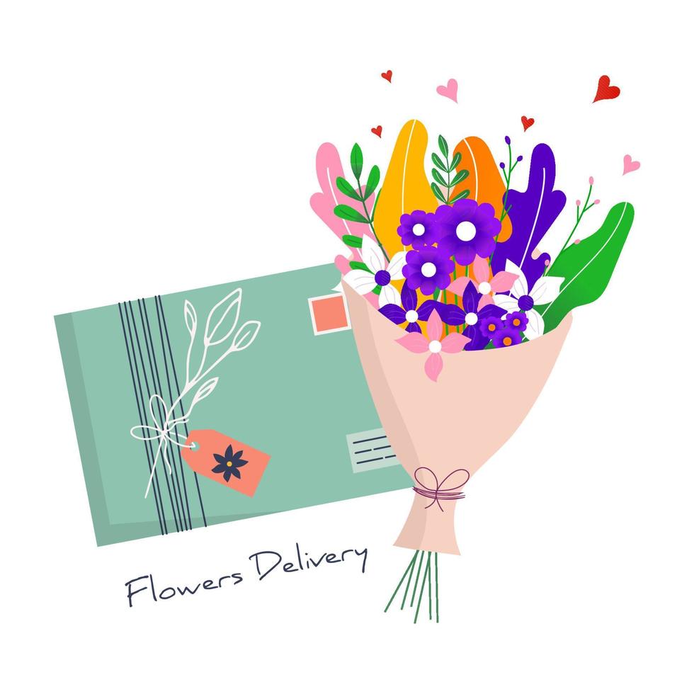 bloemen bezorg envelop vector