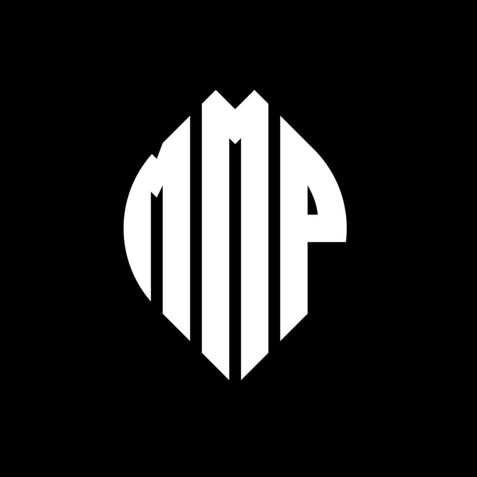 mmp cirkel letter logo-ontwerp met cirkel en ellipsvorm. mmp ellipsletters met typografische stijl. de drie initialen vormen een cirkellogo. mmp cirkel embleem abstracte monogram brief mark vector. vector