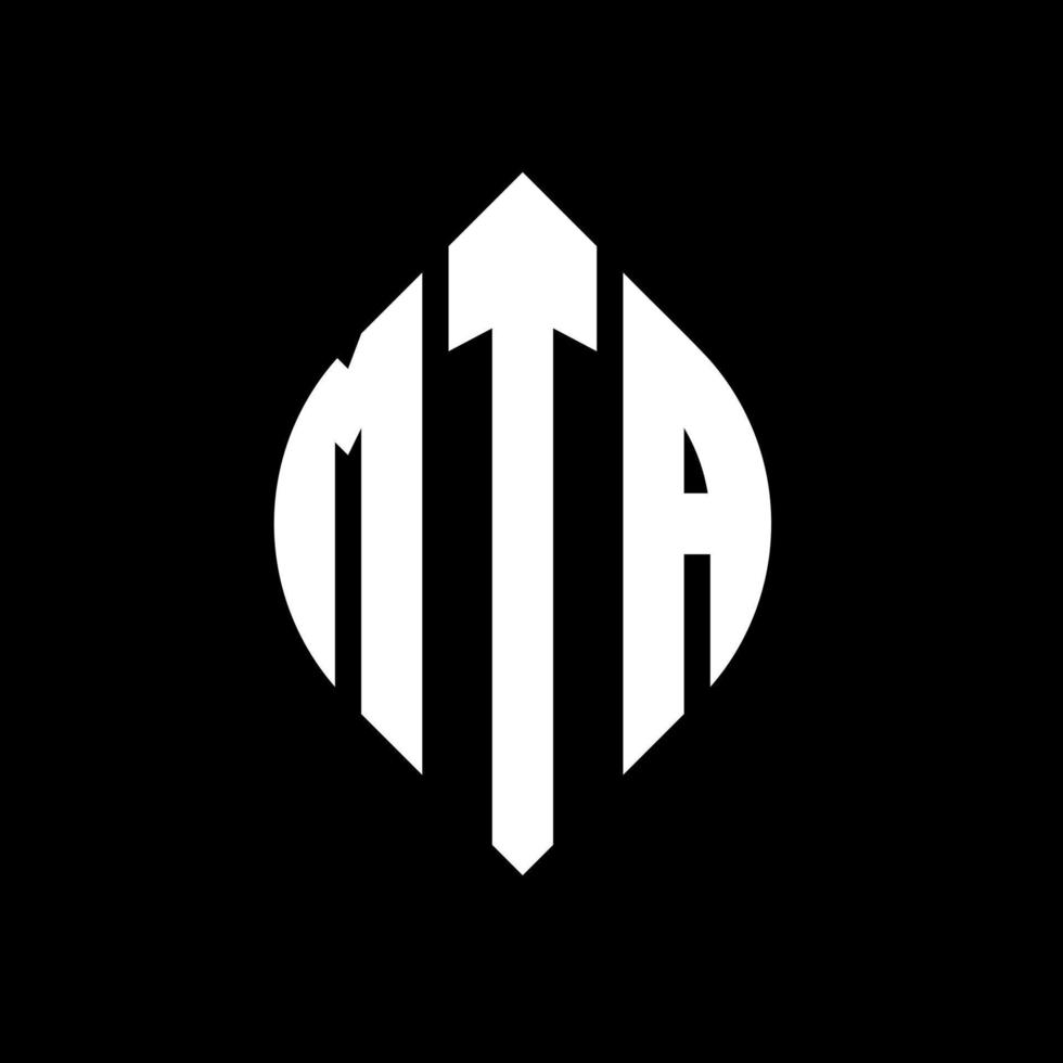 mta cirkel letter logo ontwerp met cirkel en ellipsvorm. mta-ellipsletters met typografische stijl. de drie initialen vormen een cirkellogo. mta cirkel embleem abstracte monogram brief mark vector. vector