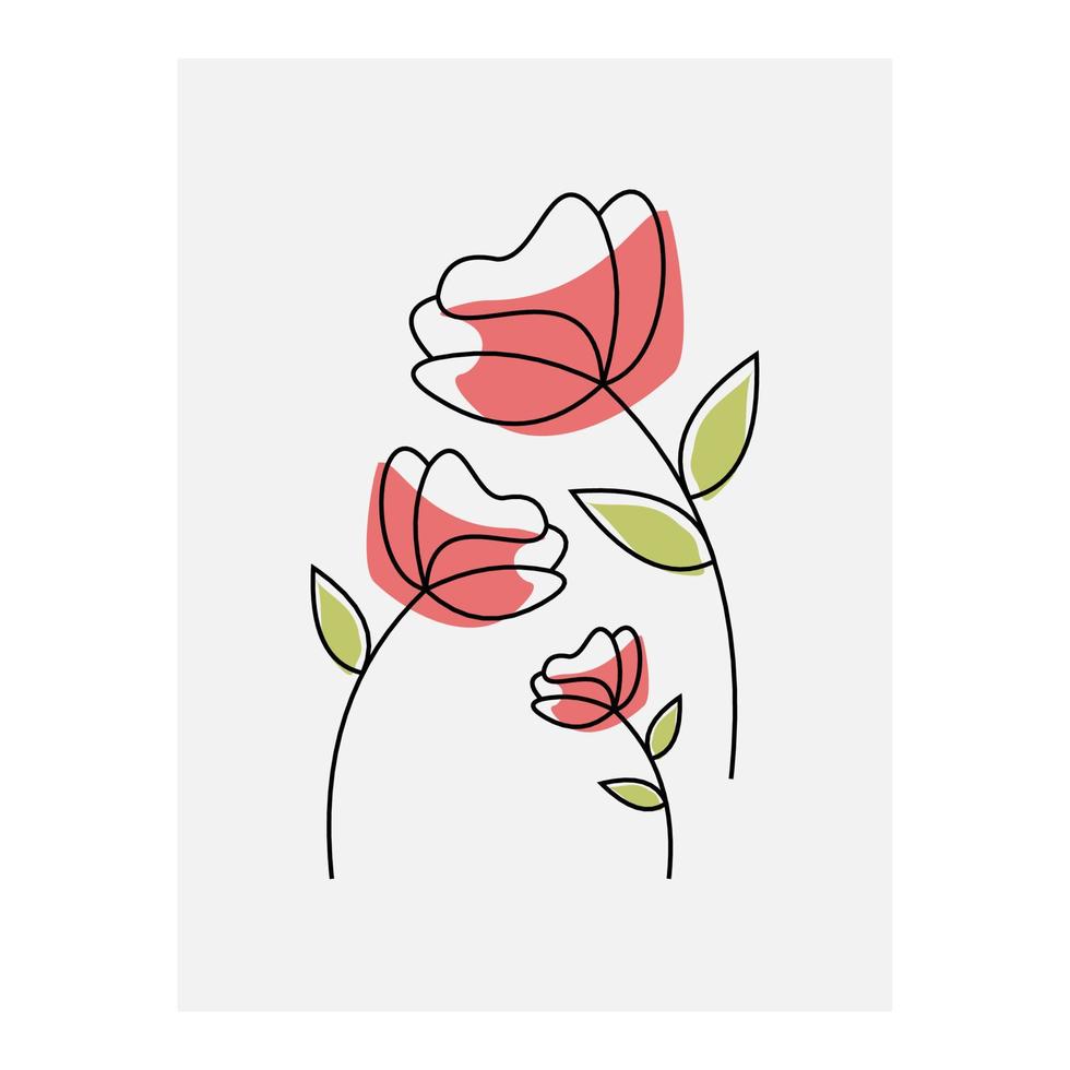 zeer fijne tekeningen van bloemschets. hand getekend abstracte vectorillustratie. abstracte plantenkunst ontwerpen voor print woondecoratie covers wallpapers posters minimale en natuurlijke muurkunst vector