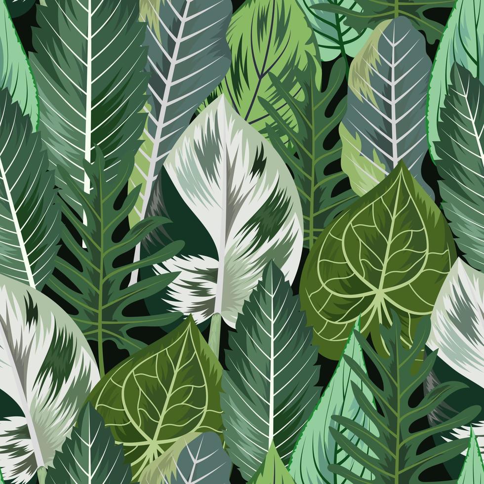 naadloze patroon met tropische mooie bladeren exotische achtergrond. vector