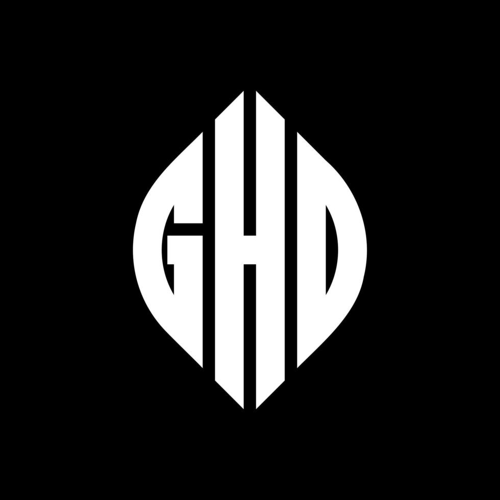 gho cirkel letter logo-ontwerp met cirkel en ellipsvorm. gho ellipsletters met typografische stijl. de drie initialen vormen een cirkellogo. gho cirkel embleem abstracte monogram brief mark vector. vector