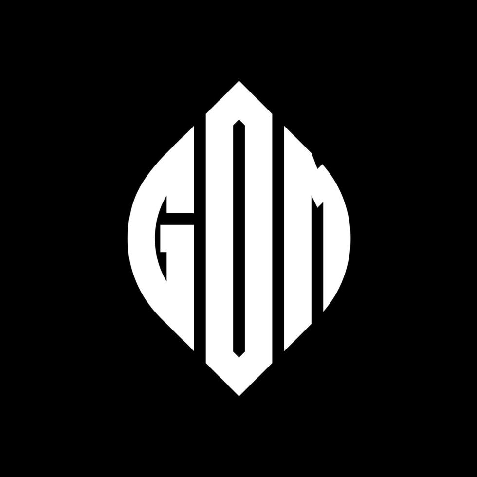 gom cirkel letter logo ontwerp met cirkel en ellipsvorm. gom-ellipsletters met typografische stijl. de drie initialen vormen een cirkellogo. gom cirkel embleem abstracte monogram brief mark vector. vector