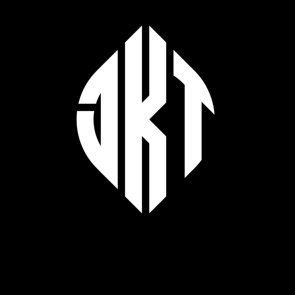 jkt cirkel letter logo-ontwerp met cirkel en ellipsvorm. jkt ellipsletters met typografische stijl. de drie initialen vormen een cirkellogo. jkt cirkel embleem abstracte monogram brief mark vector. vector