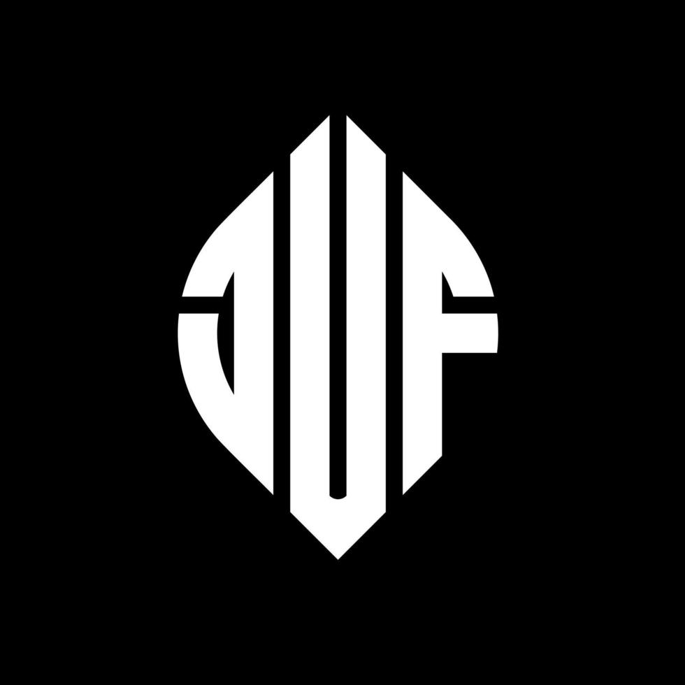 juf cirkel letter logo ontwerp met cirkel en ellipsvorm. juf ellipsletters met typografische stijl. de drie initialen vormen een cirkellogo. juf cirkel embleem abstracte monogram brief mark vector. vector