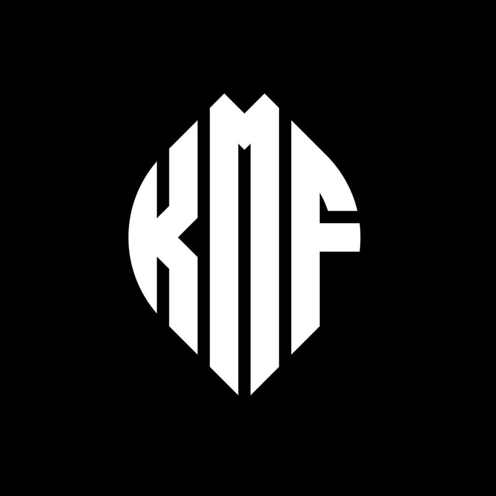 kmf cirkel letter logo-ontwerp met cirkel en ellipsvorm. kmf-ellipsletters met typografische stijl. de drie initialen vormen een cirkellogo. kmf cirkel embleem abstracte monogram brief mark vector. vector