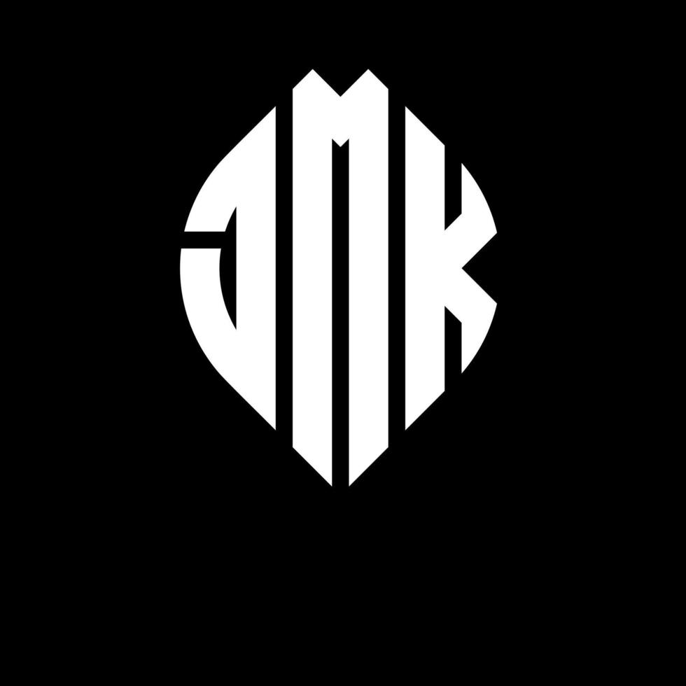 jmk cirkel letter logo ontwerp met cirkel en ellipsvorm. jmk ellipsletters met typografische stijl. de drie initialen vormen een cirkellogo. jmk cirkel embleem abstracte monogram brief mark vector. vector