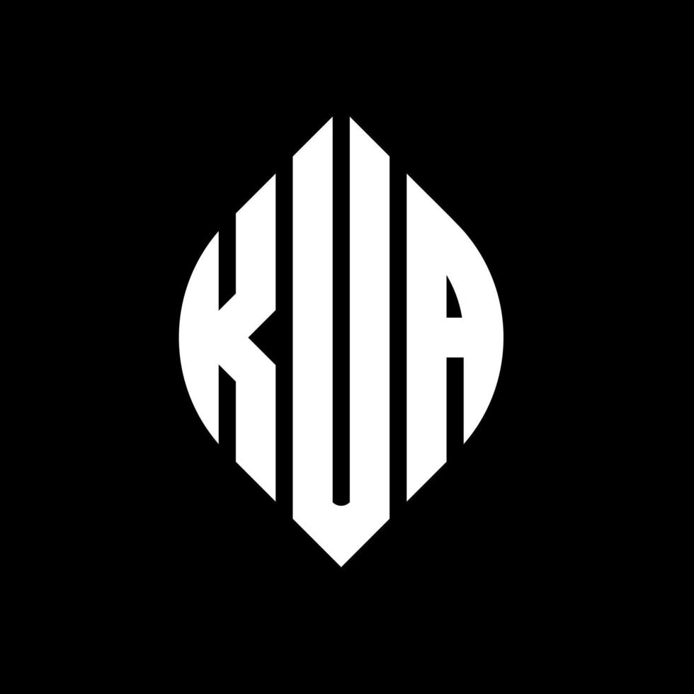 kua cirkel letter logo-ontwerp met cirkel en ellipsvorm. kua ellipsletters met typografische stijl. de drie initialen vormen een cirkellogo. kua cirkel embleem abstracte monogram brief mark vector. vector