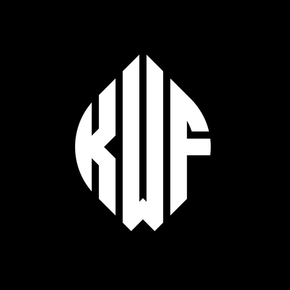 kwf cirkel letter logo ontwerp met cirkel en ellipsvorm. kwf ellipsletters met typografische stijl. de drie initialen vormen een cirkellogo. kwf cirkel embleem abstracte monogram brief mark vector. vector