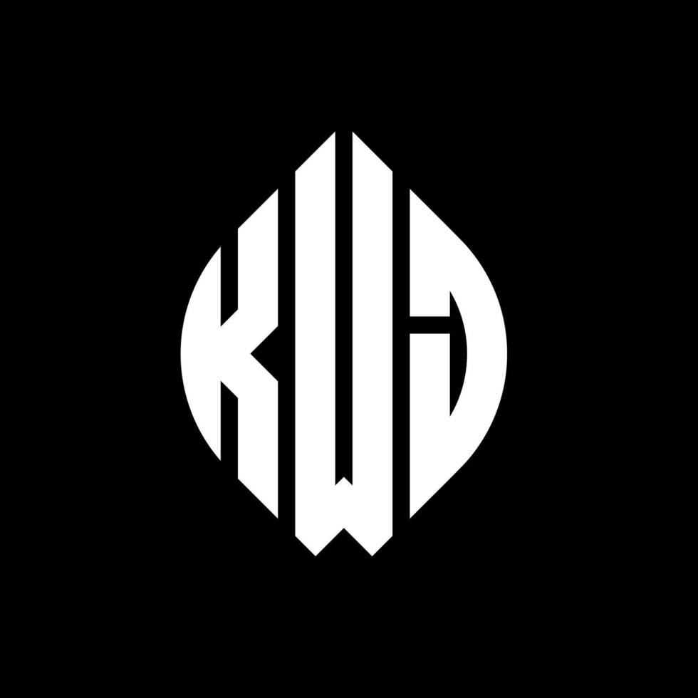 kwj cirkel letter logo ontwerp met cirkel en ellipsvorm. kwj ellipsletters met typografische stijl. de drie initialen vormen een cirkellogo. kwj cirkel embleem abstracte monogram brief mark vector. vector