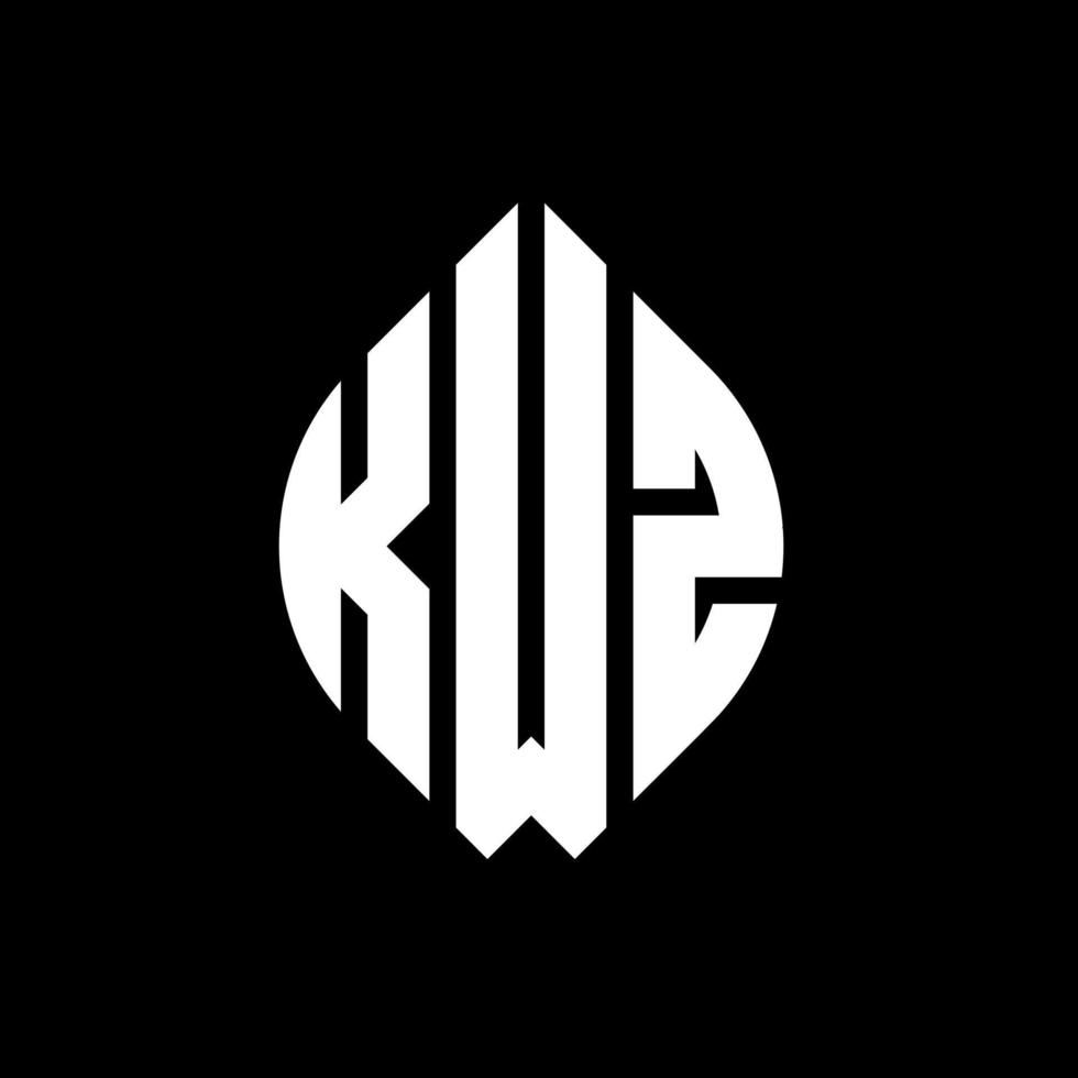 kwz cirkel letter logo ontwerp met cirkel en ellipsvorm. kwz ellipsletters met typografische stijl. de drie initialen vormen een cirkellogo. kwz cirkel embleem abstracte monogram brief mark vector. vector