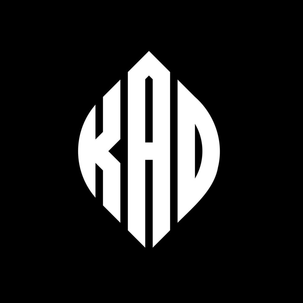 kad cirkel letter logo ontwerp met cirkel en ellipsvorm. kad ellipsletters met typografische stijl. de drie initialen vormen een cirkellogo. kad cirkel embleem abstracte monogram brief mark vector. vector