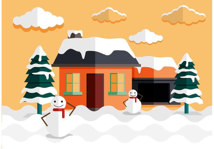 Log Cabin Sneeuw Vector