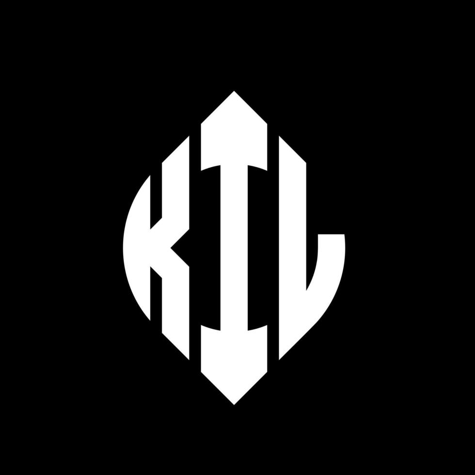 kil cirkel letter logo ontwerp met cirkel en ellipsvorm. kil ellipsletters met typografische stijl. de drie initialen vormen een cirkellogo. kil cirkel embleem abstracte monogram brief mark vector. vector