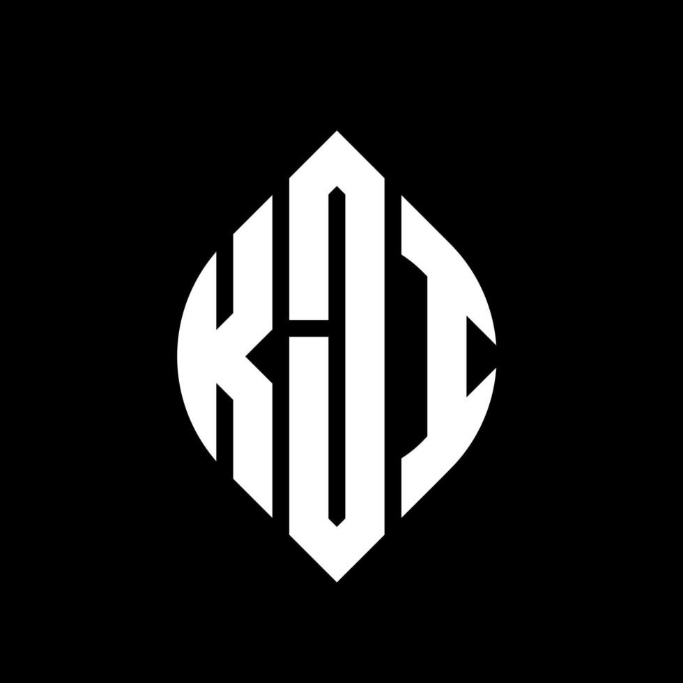 kji cirkel letter logo ontwerp met cirkel en ellipsvorm. kji ellipsletters met typografische stijl. de drie initialen vormen een cirkellogo. kji cirkel embleem abstracte monogram brief mark vector. vector