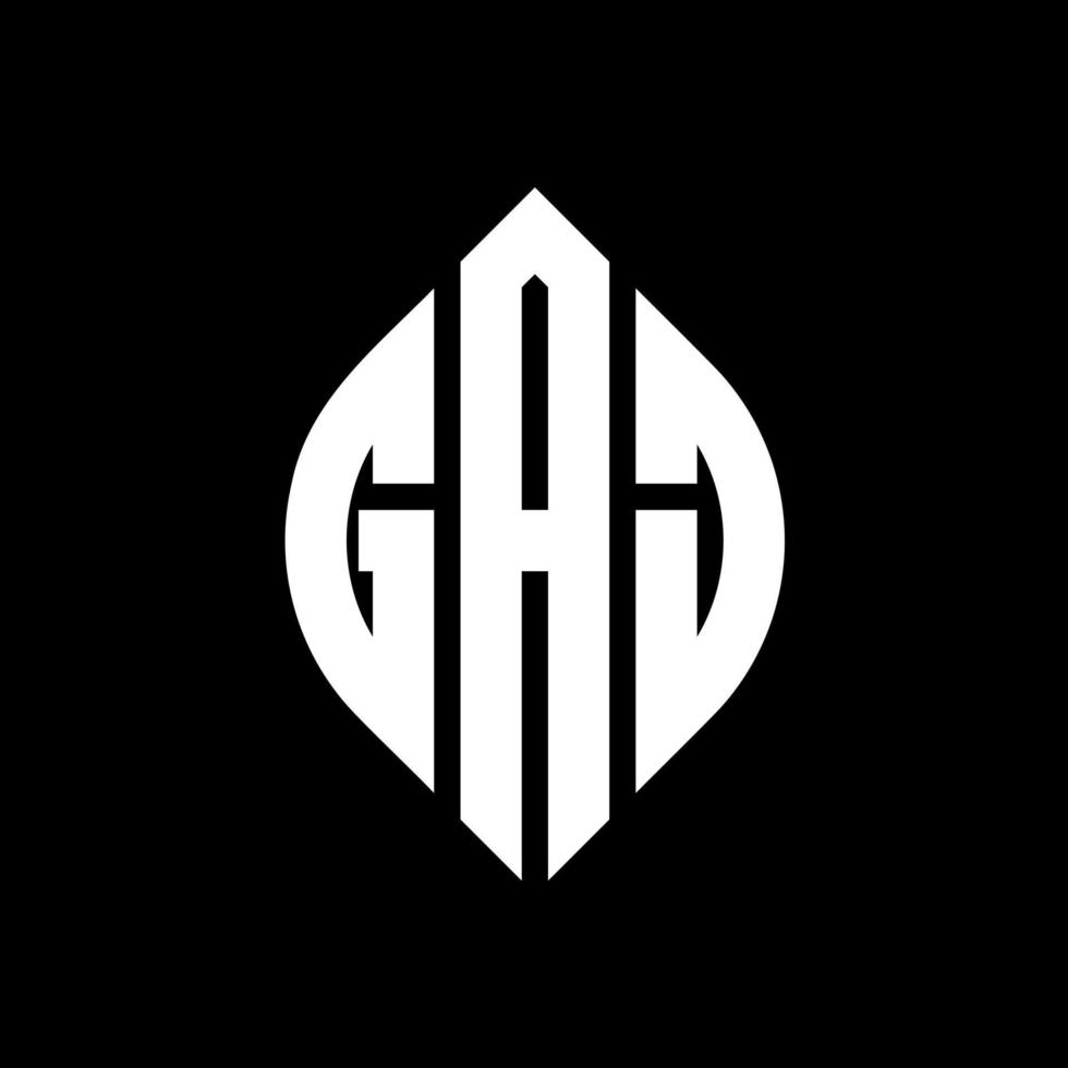 gaj cirkel letter logo ontwerp met cirkel en ellipsvorm. gaj ellipsletters met typografische stijl. de drie initialen vormen een cirkellogo. gaj cirkel embleem abstracte monogram brief mark vector. vector