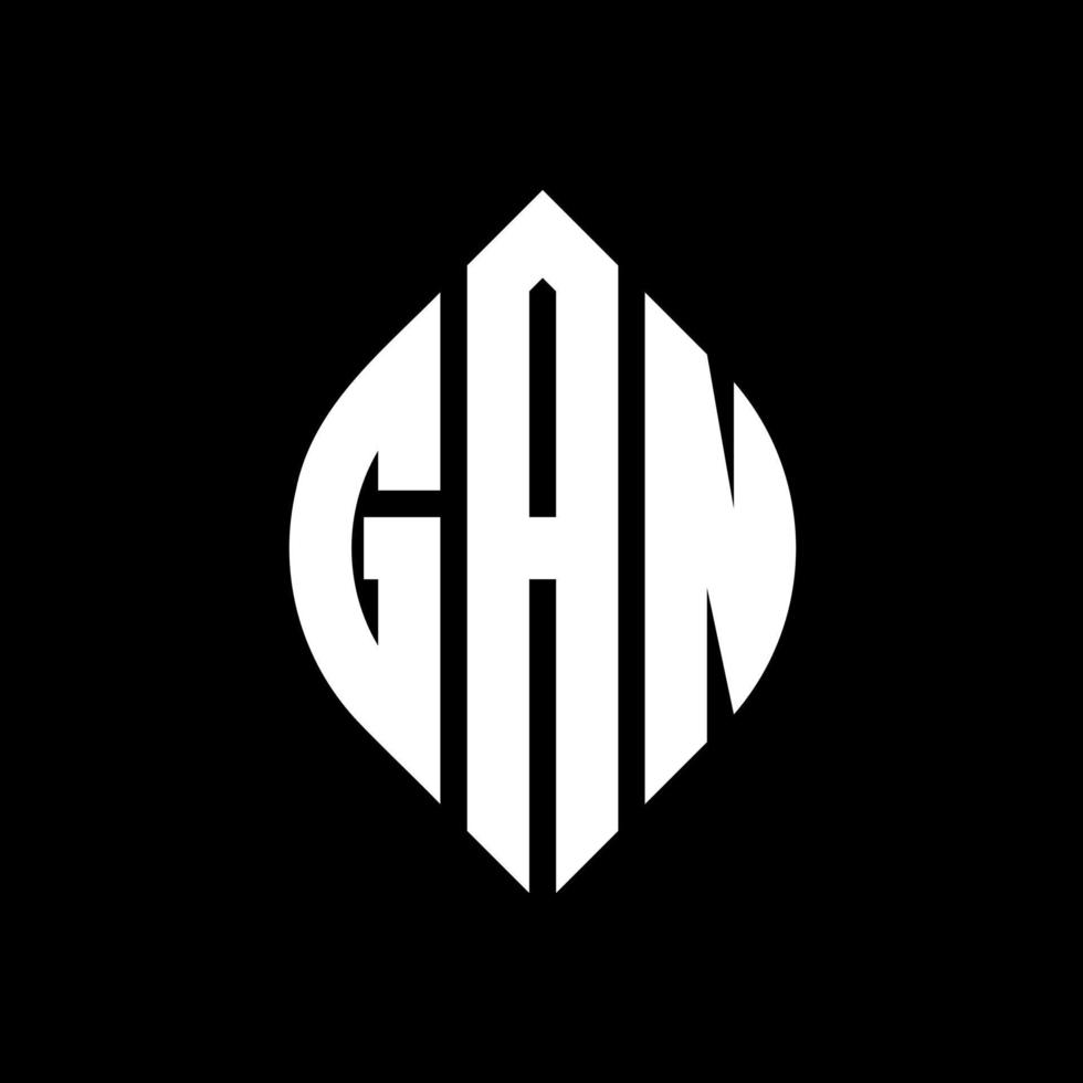 gan cirkel letter logo ontwerp met cirkel en ellipsvorm. gan ellipsletters met typografische stijl. de drie initialen vormen een cirkellogo. gan cirkel embleem abstracte monogram brief mark vector. vector