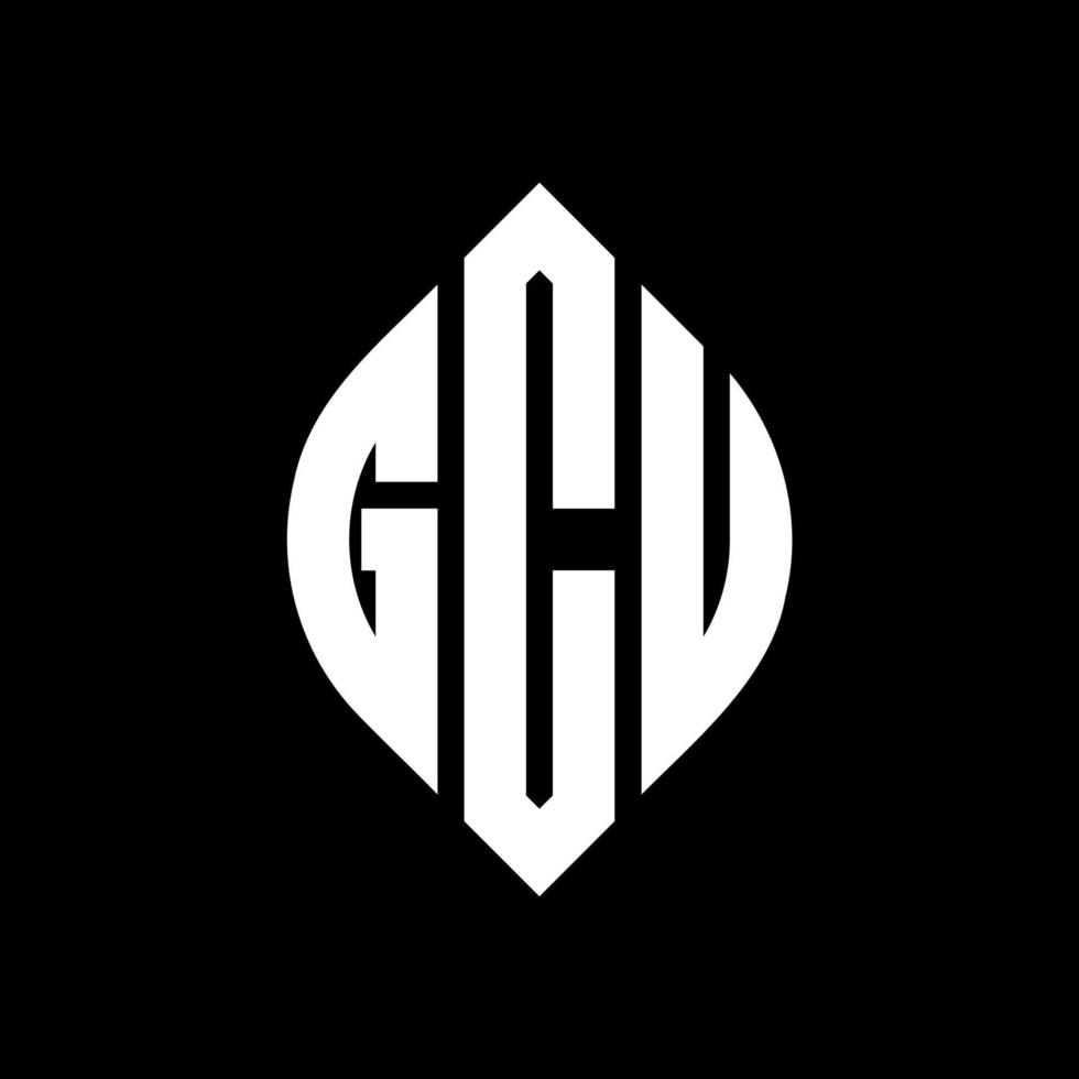 gcu cirkel letter logo ontwerp met cirkel en ellipsvorm. gcu ellipsletters met typografische stijl. de drie initialen vormen een cirkellogo. gcu cirkel embleem abstracte monogram brief mark vector. vector