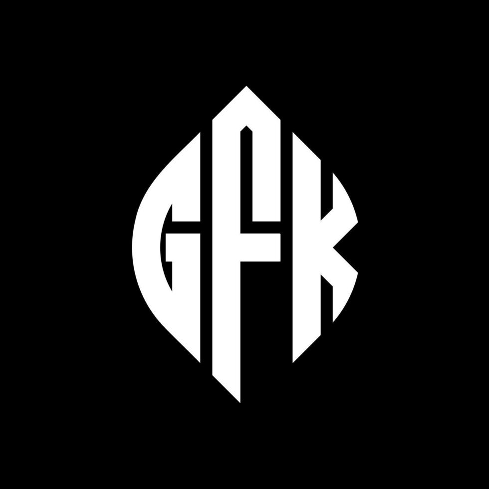 gfk cirkel letter logo-ontwerp met cirkel en ellipsvorm. gfk ellipsletters met typografische stijl. de drie initialen vormen een cirkellogo. gfk cirkel embleem abstracte monogram brief mark vector. vector