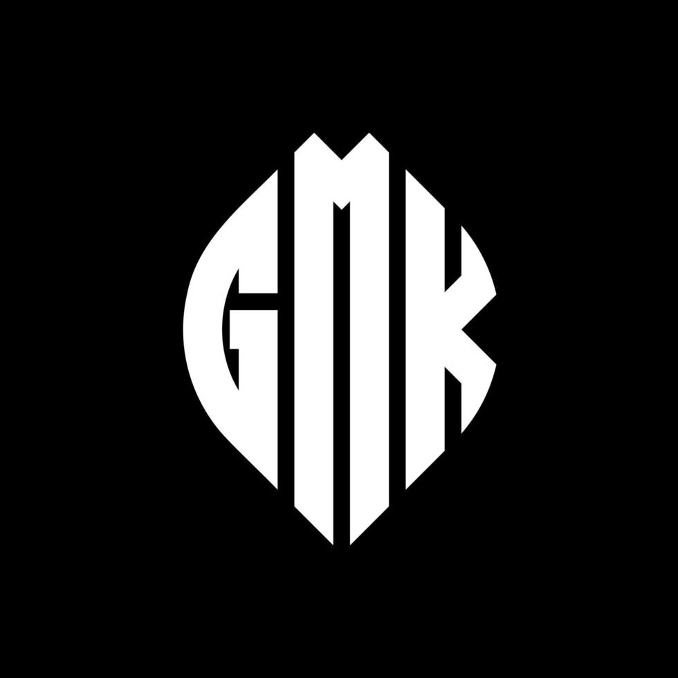 gmk cirkel letter logo ontwerp met cirkel en ellipsvorm. gmk ellipsletters met typografische stijl. de drie initialen vormen een cirkellogo. gmk cirkel embleem abstracte monogram brief mark vector. vector