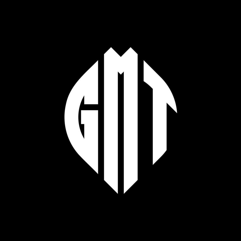 gmt cirkel letter logo-ontwerp met cirkel en ellipsvorm. gmt ellipsletters met typografische stijl. de drie initialen vormen een cirkellogo. gmt cirkel embleem abstracte monogram brief mark vector. vector