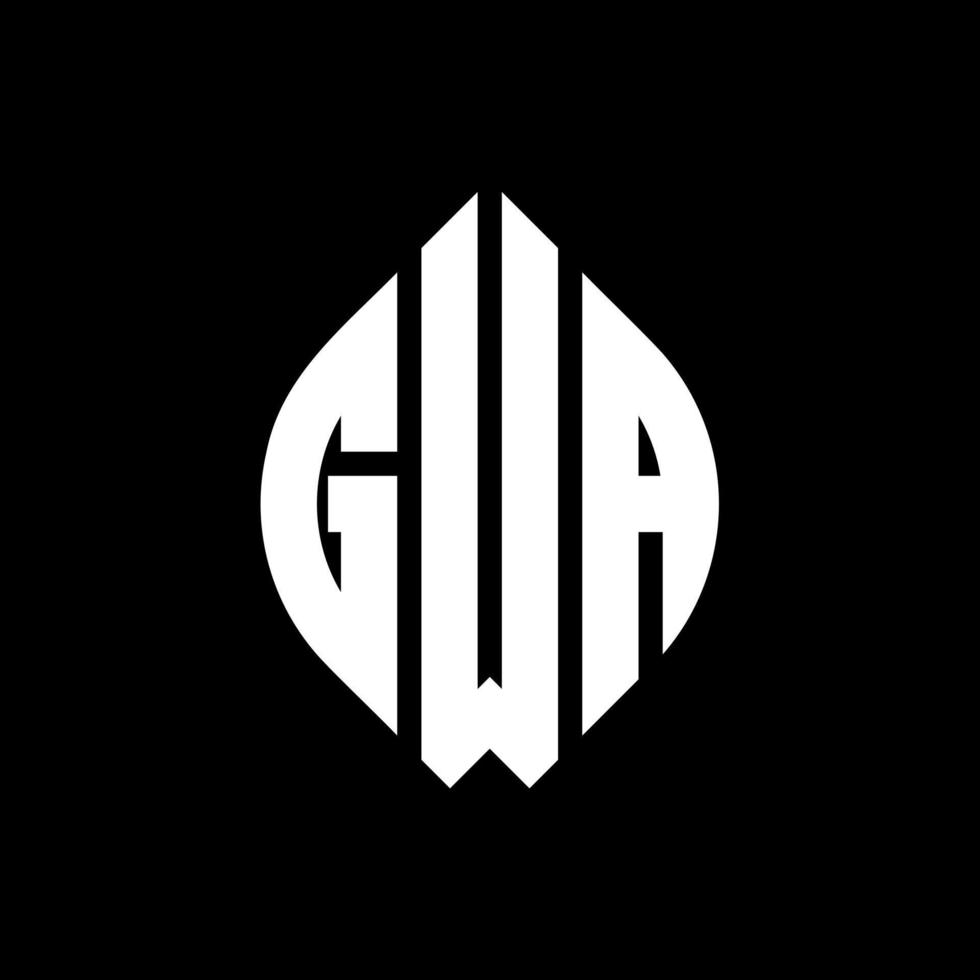 gwa cirkel letter logo ontwerp met cirkel en ellipsvorm. gwa ellipsletters met typografische stijl. de drie initialen vormen een cirkellogo. gwa cirkel embleem abstracte monogram brief mark vector. vector