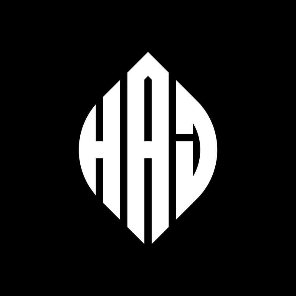 haj cirkel letter logo ontwerp met cirkel en ellipsvorm. haj ellipsletters met typografische stijl. de drie initialen vormen een cirkellogo. haj cirkel embleem abstracte monogram brief mark vector. vector