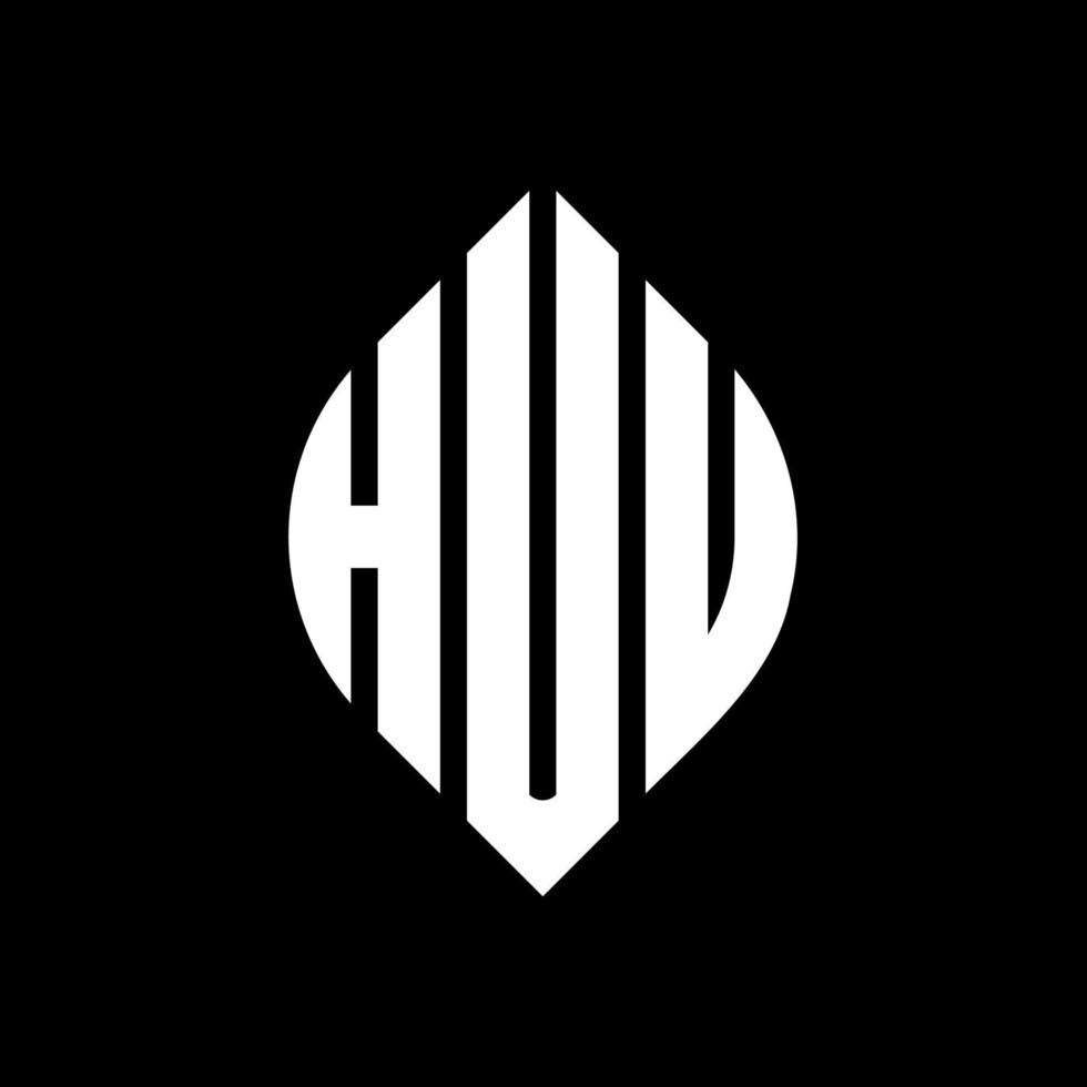 huu cirkel letter logo ontwerp met cirkel en ellipsvorm. huu ellipsletters met typografische stijl. de drie initialen vormen een cirkellogo. huu cirkel embleem abstracte monogram brief mark vector. vector