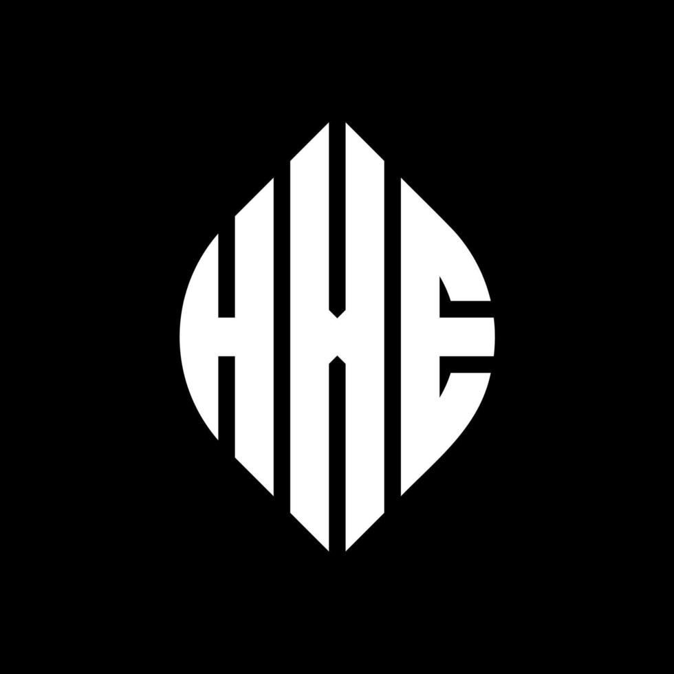 hxe cirkel letter logo-ontwerp met cirkel en ellipsvorm. hxe ellipsletters met typografische stijl. de drie initialen vormen een cirkellogo. hxe cirkel embleem abstracte monogram brief mark vector. vector