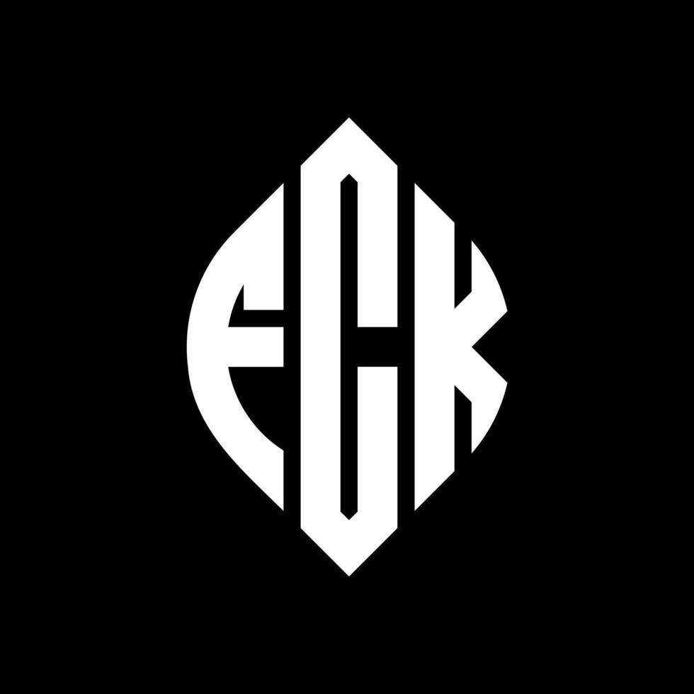 fck cirkel letter logo-ontwerp met cirkel en ellipsvorm. fck ellipsletters met typografische stijl. de drie initialen vormen een cirkellogo. fck cirkel embleem abstracte monogram brief mark vector. vector