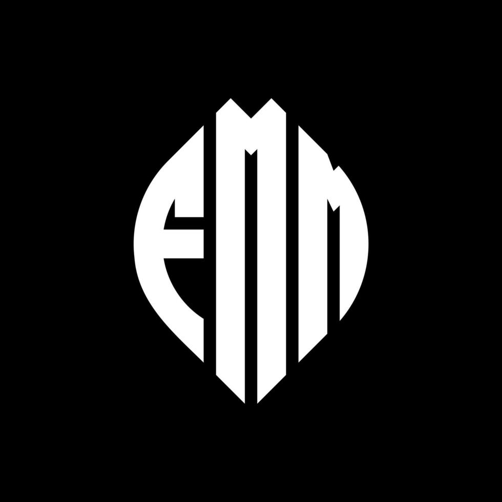 fmm cirkel letter logo-ontwerp met cirkel en ellipsvorm. fmm ellipsletters met typografische stijl. de drie initialen vormen een cirkellogo. fmm cirkel embleem abstracte monogram brief mark vector. vector