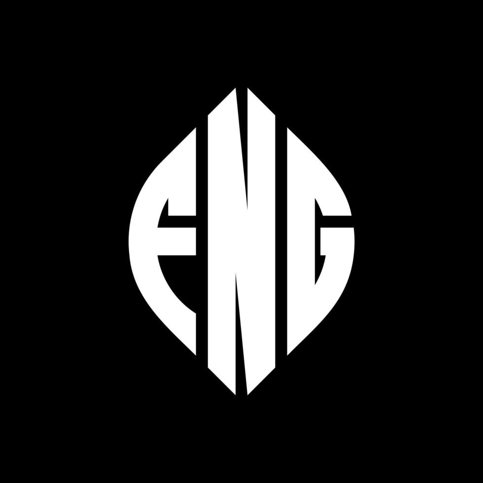 fng cirkel letter logo-ontwerp met cirkel en ellipsvorm. fng ellipsletters met typografische stijl. de drie initialen vormen een cirkellogo. fng cirkel embleem abstracte monogram brief mark vector. vector